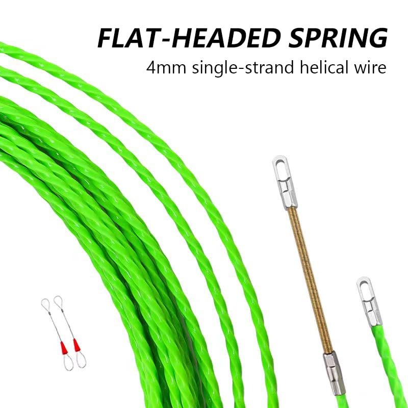 Fish Tape Wire Puller Through Wall Threader plus 49ft 4mm, Green