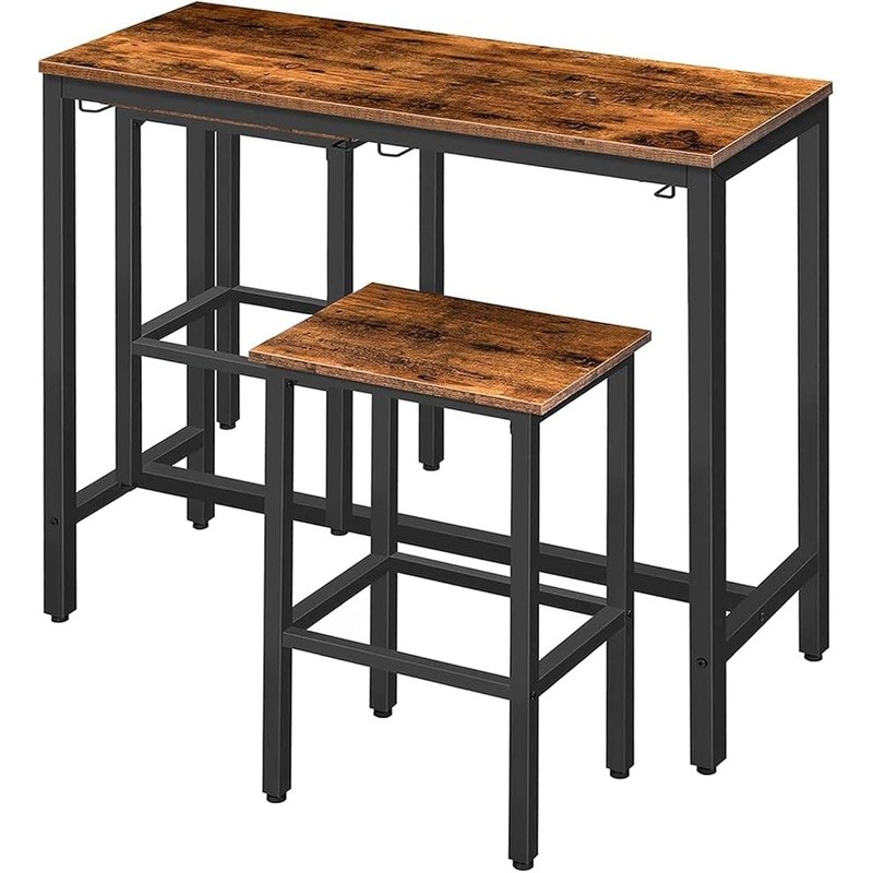 Space Saving Bar Table Set W/ Hangable Stools Dining Kitchen & Breakfast New