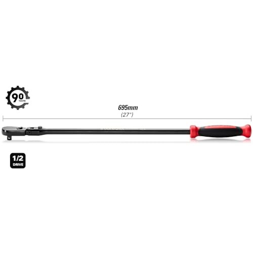TRUE MECHANIC 1/2" Drive 90 Tooth Dust-Proof Black Chrome Locking Flex