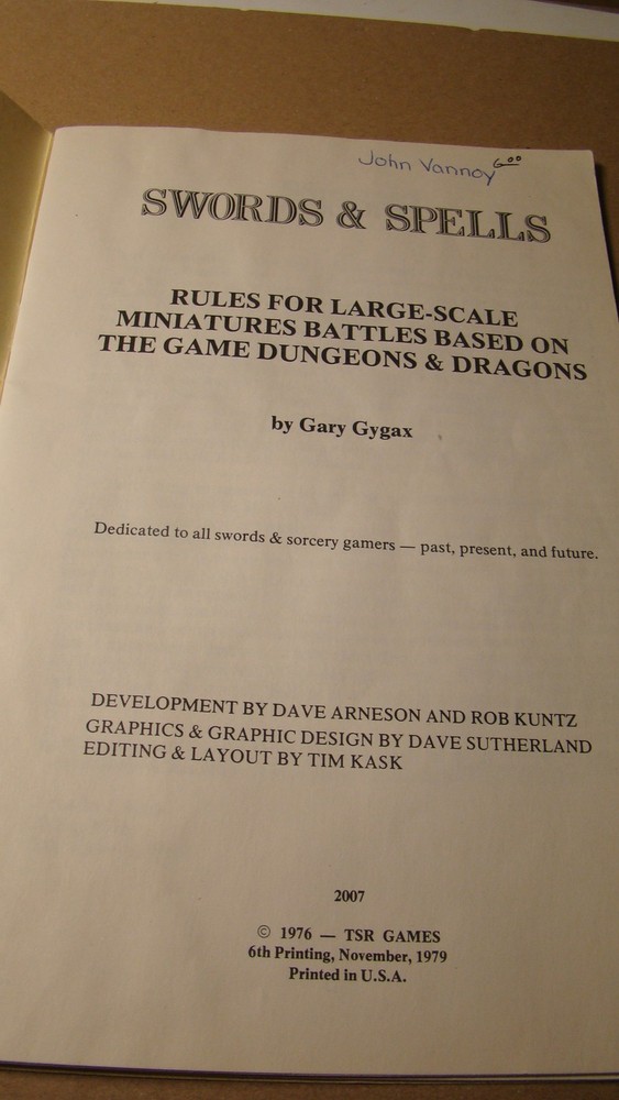 ORIGINAL - SWORDS & SPELLS - 1979 *NICE COPY* DUNGEONS DRAGONS