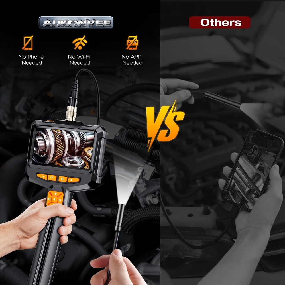 Endoscope Camera with Light, Handheld Borescope with 4.3" IPS Screen, 1080P HD