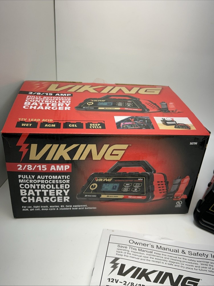 Viking 56796 12V 2 8 15 Amp Fully Auto Batt. Charger, Microprocessor Controlled