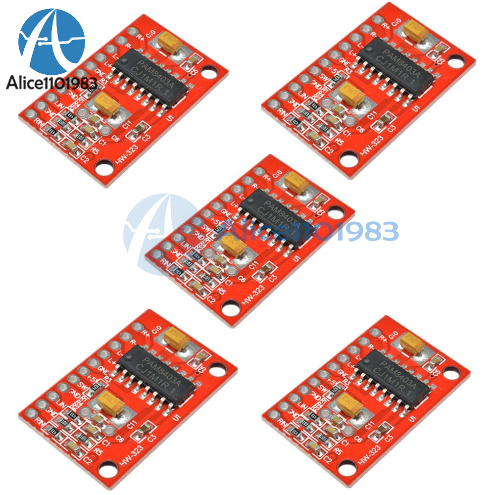 5PCS 2-Channel 3W Digital Power PAM8403 Class D Audio Amplifier Board USB DC 5V