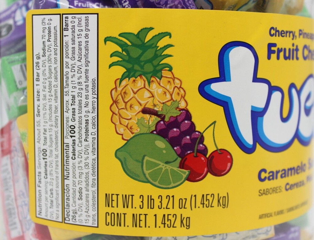 TUENI Fruit Chews Candy 55 Count Jar