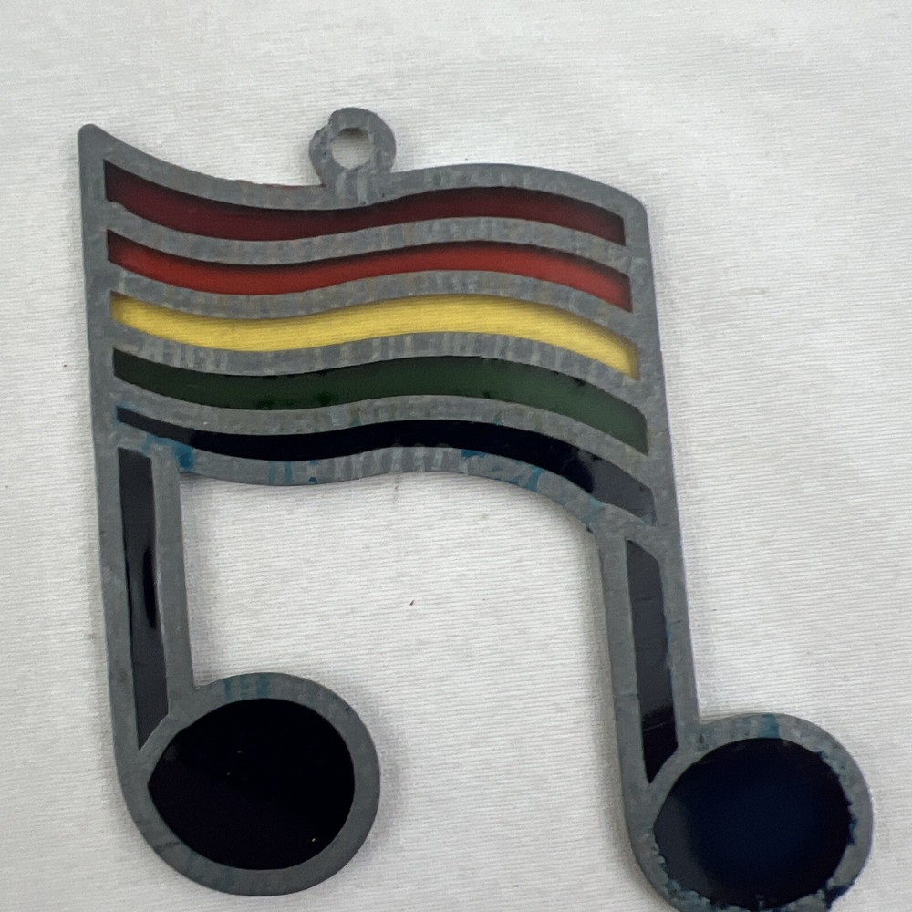 Rainbow Stained Glass Music Musical Note 3" x 3"