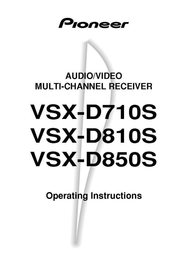 Pioneer VSX-D810S Receiver Owners Manual
