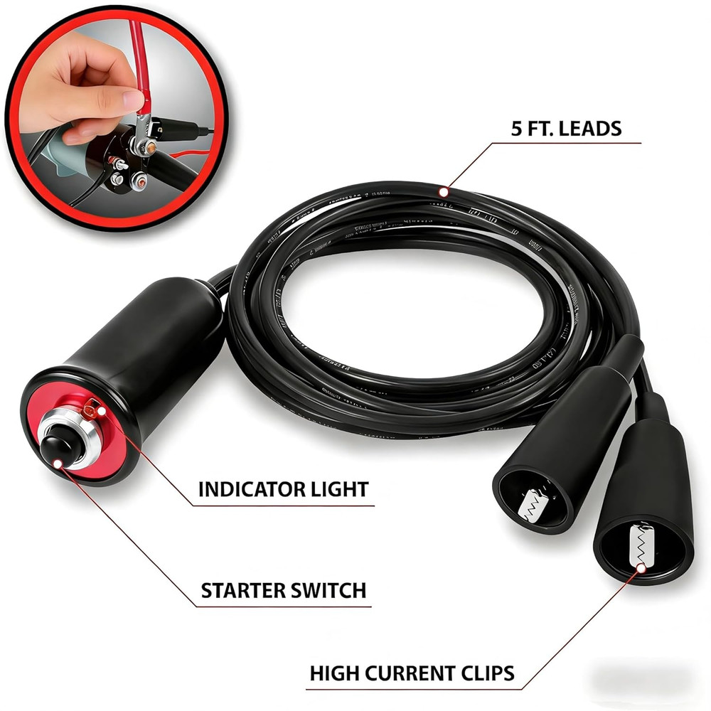 Heavy Duty Remote Starter Switch 12V Push Button with 5ft Wire and Alligator Cli