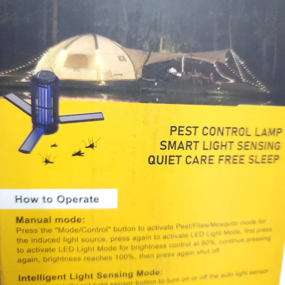 Solar Bug Zapper LED Light Portable Smart Light Sensing