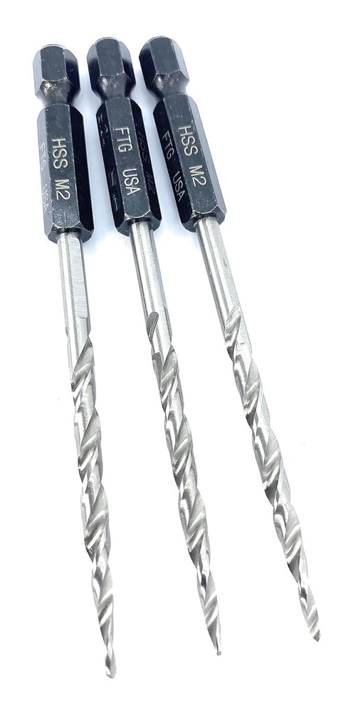 FTG USA 3 Pc #6 (9/64") Replacement Tapered Countersink Drill Bit Set All...