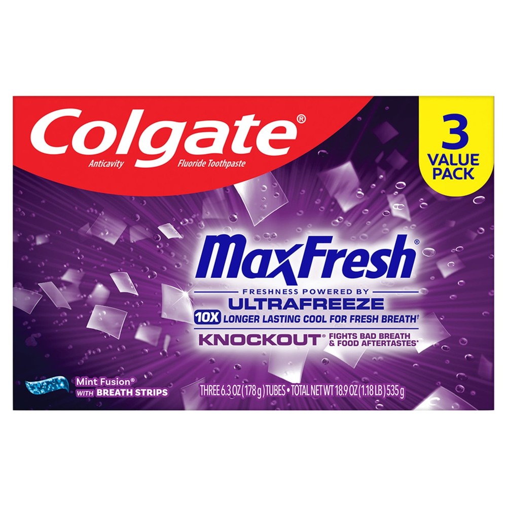 MaxFresh Knockout Mint Toothpaste, 3 Pack, 6.3 oz
