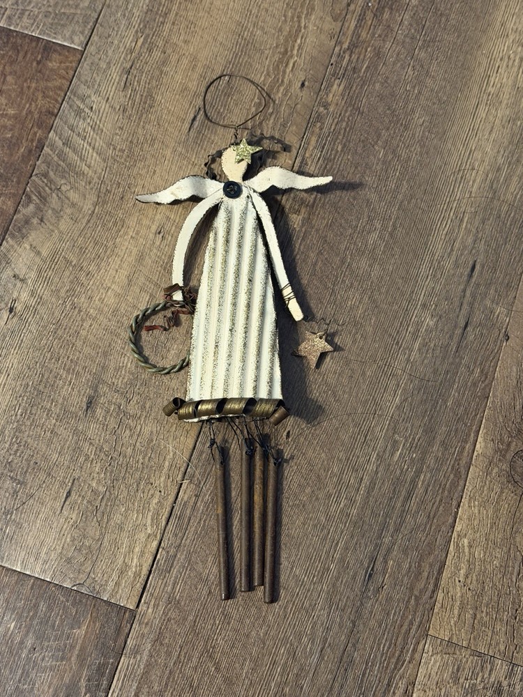 Primitive Rustic Metal Angel Wind Chime Small