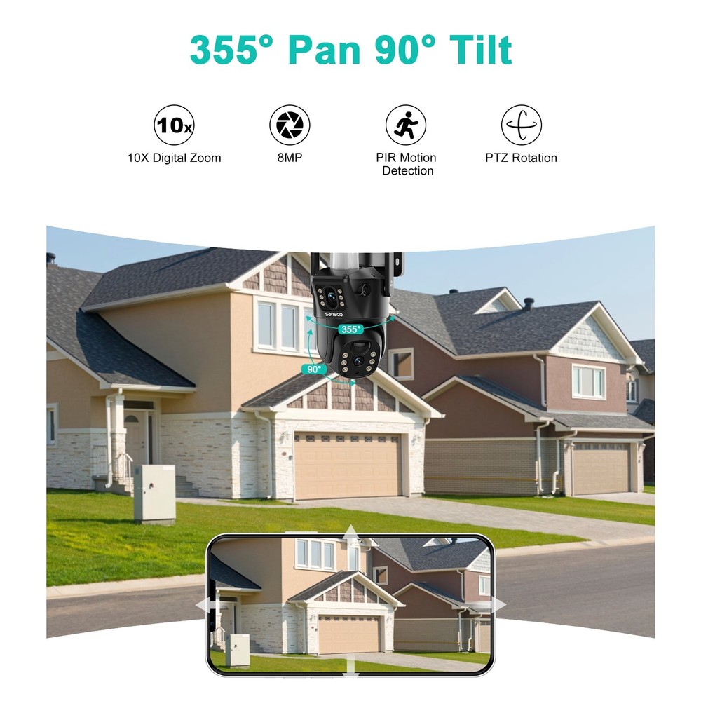 4MP Rechargeable Battery Wifi Security Camera Pan Tilt Argus PT&Solar Panel
