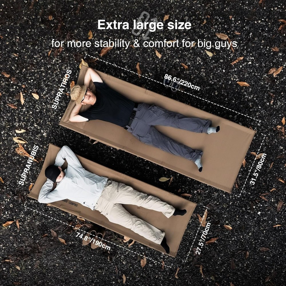SUPRATIROS Extra Large Camping Cot, Height Adjustable Oversized Sleeping Cot