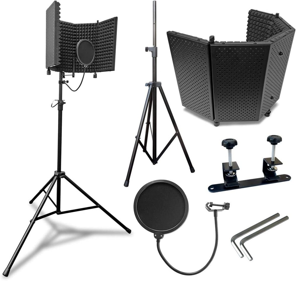 AxcessAbles Large Vented Recording Studio Microphone Isolation Shield w/ Stand