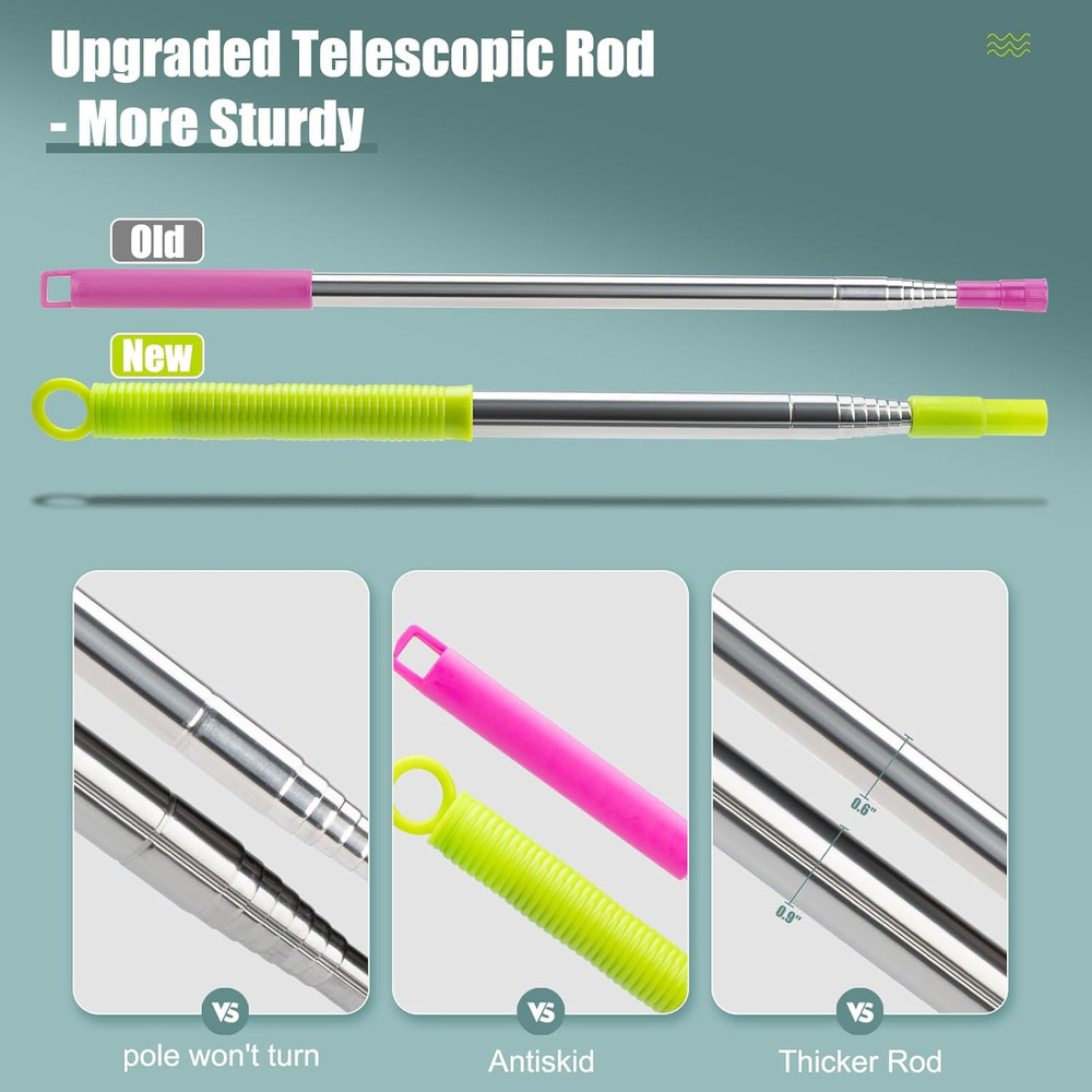 Microfiber Feather Duster with Extension Pole, Bendable Reusable Washable Duster