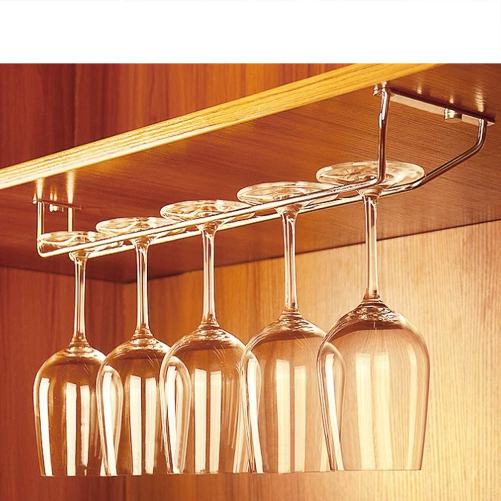 2 Pack 12 In Long Wine Glass Rack Wire Stemware Hanging Rack for Under Cabinet