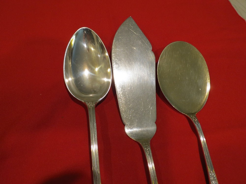 German Sterling Silver 800 fine Fish Knife Lg Serving Spoon Fried Egg Server