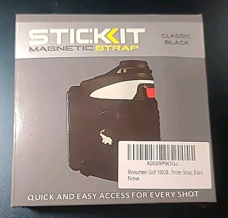 STICKIT Magnetic Rangefinder STRAP Holder Monument Golf Classic Black