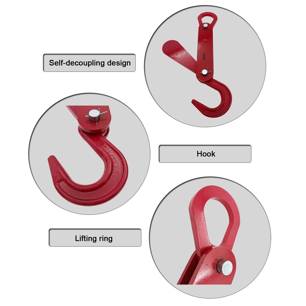 5T Automatic Unloading Hook Self-decoupling Hook 0-3.15" Opening