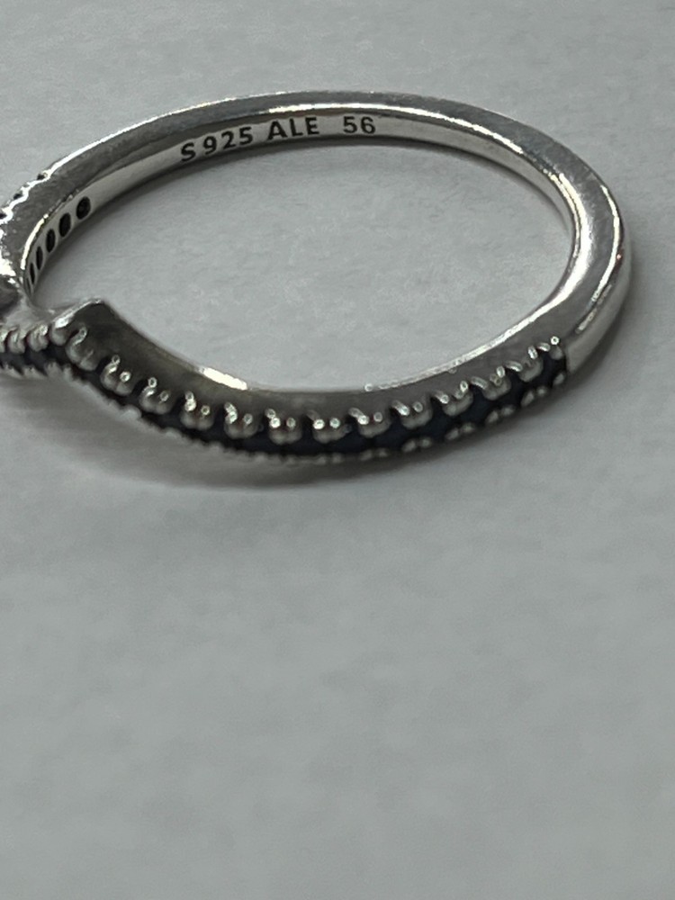 AUTHENTIC Pandora Sparkling Blue Ring Timeless Wishbone size 7.5