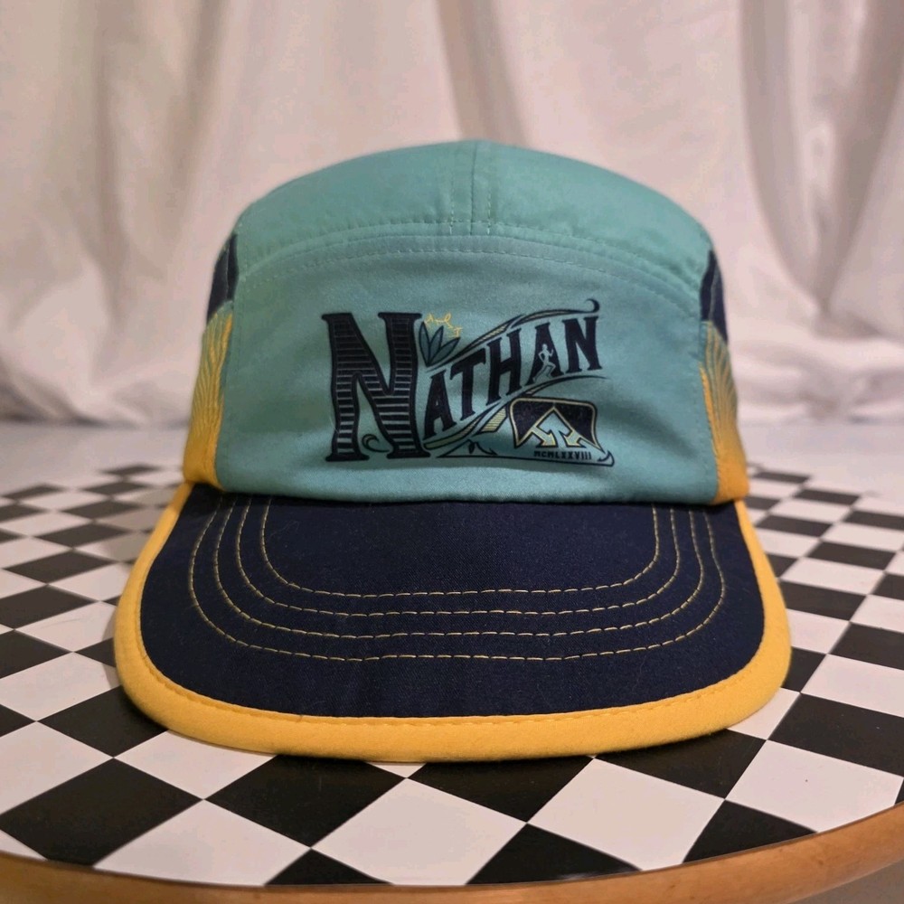 Nathan Quick Stash Run Hat Sailor Blue Brew 5 Panel Running Cap Pocket Ice Stash