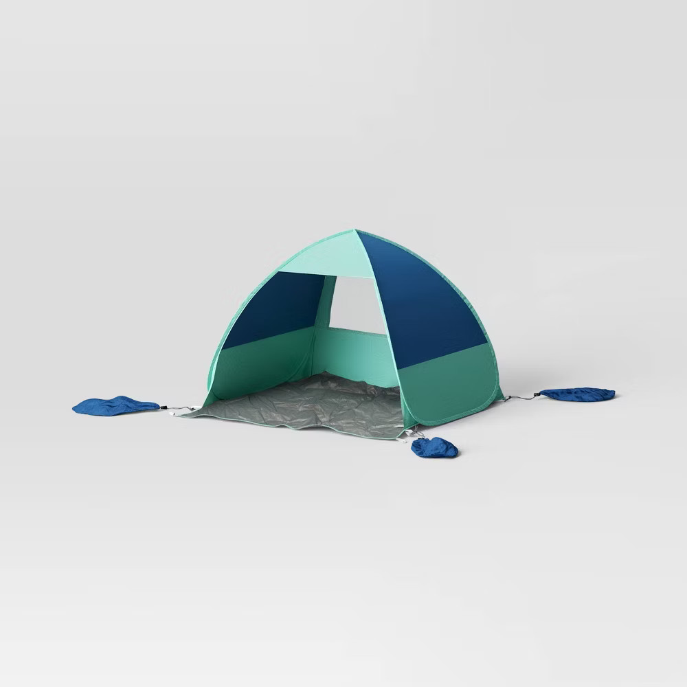 Beach Pop Up Shelter Blue/Green - Sun Squad