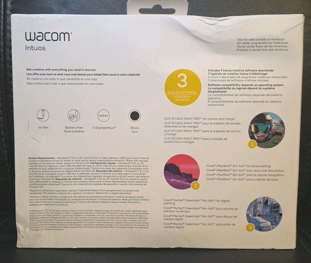Wacom Intuos CTL-4100 Small Wired Creative Pen Drawing Tablet NEW Sealed Box