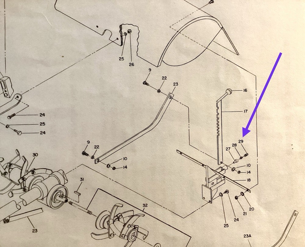Troy Bilt Horse depth regulator spring and plug.