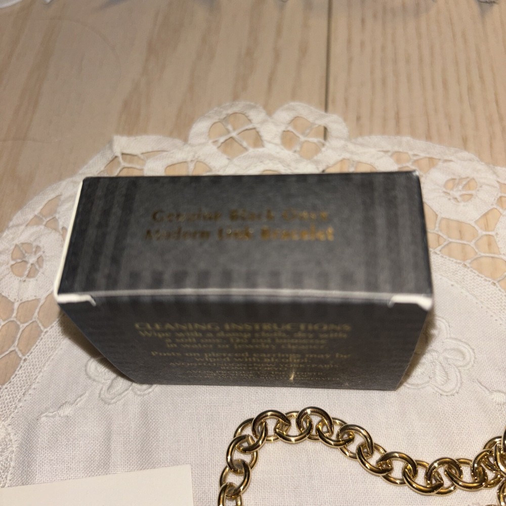 Avon Genuine Black Onyx Modern Link Bracelet