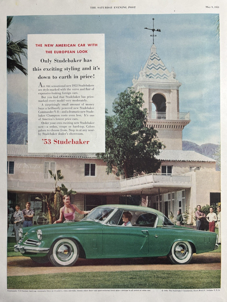 1953 Studebaker Starliner Hardtop Automatic Overdrive Automobile VTG Print Ad
