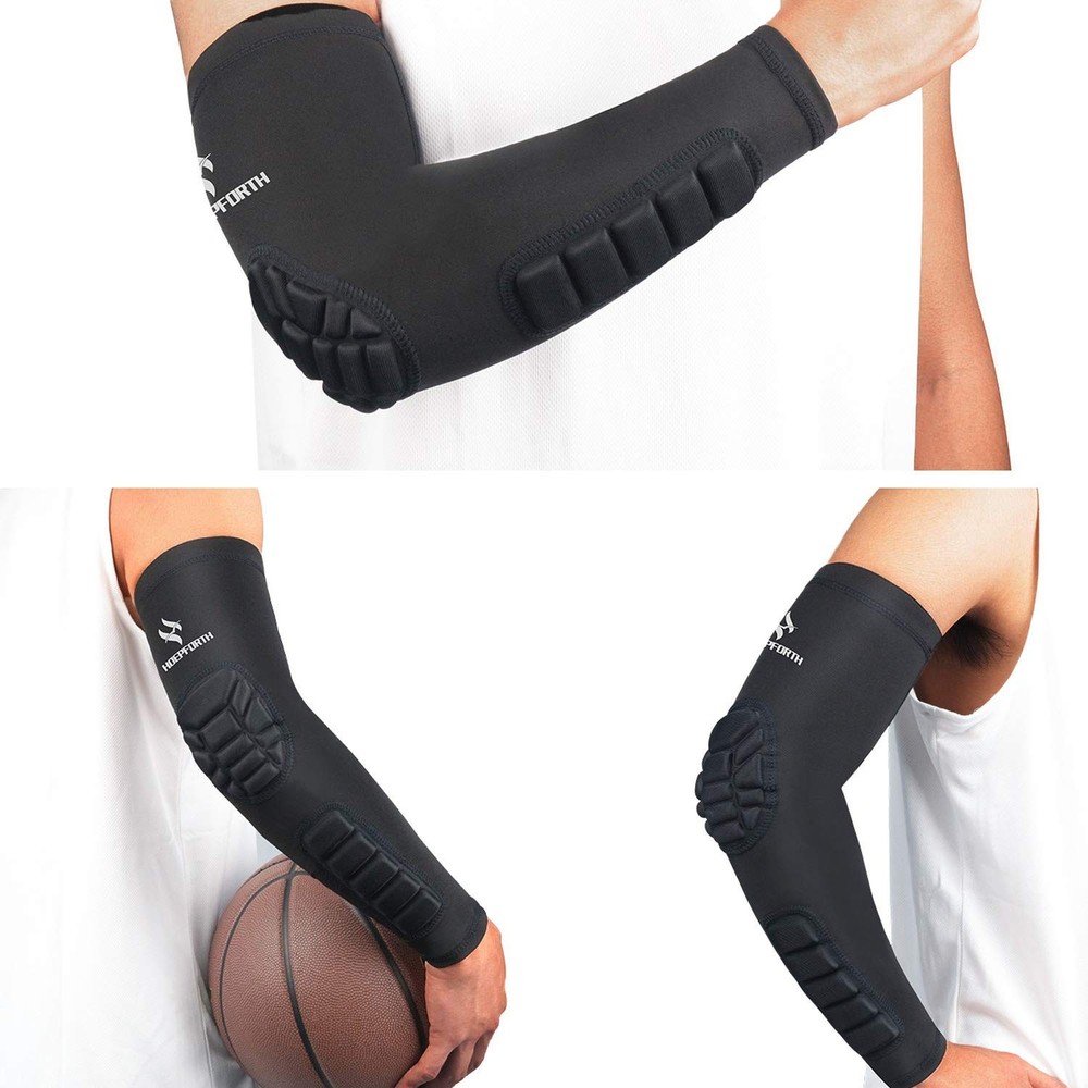 2PCS Padded Elbow Forearm Sleeves Compression Arm Protective Support Medium
