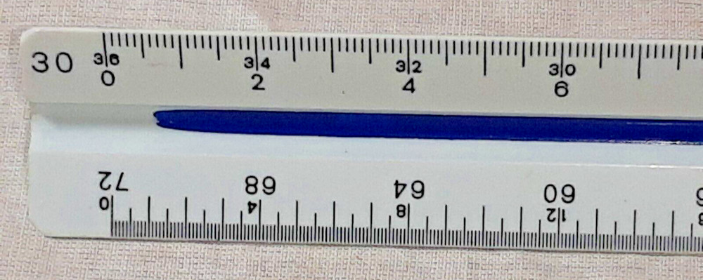 Staedtler-Mars 987 18-34 Engineer Triangular 3 Sided Ruler Colors German Drafti