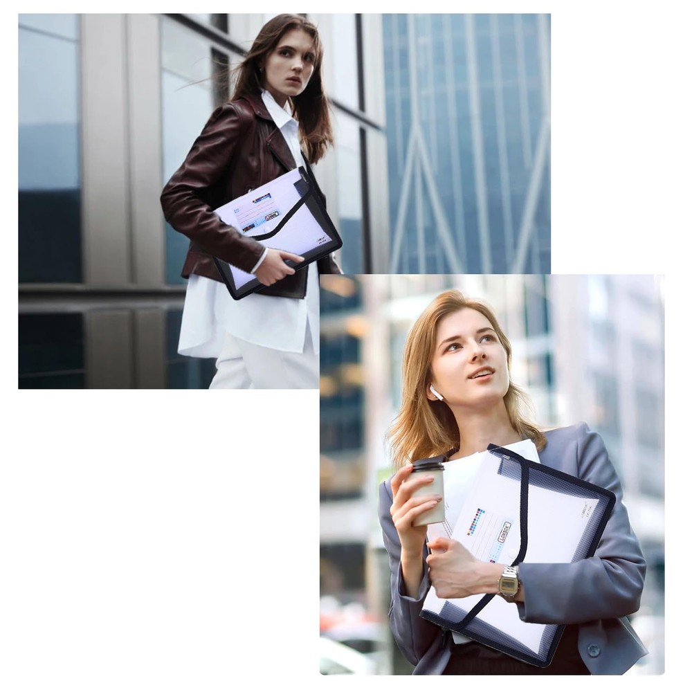 Expandable File Folder Organizer for Documents, 2PCS Plastic A4 Expanding Fil...