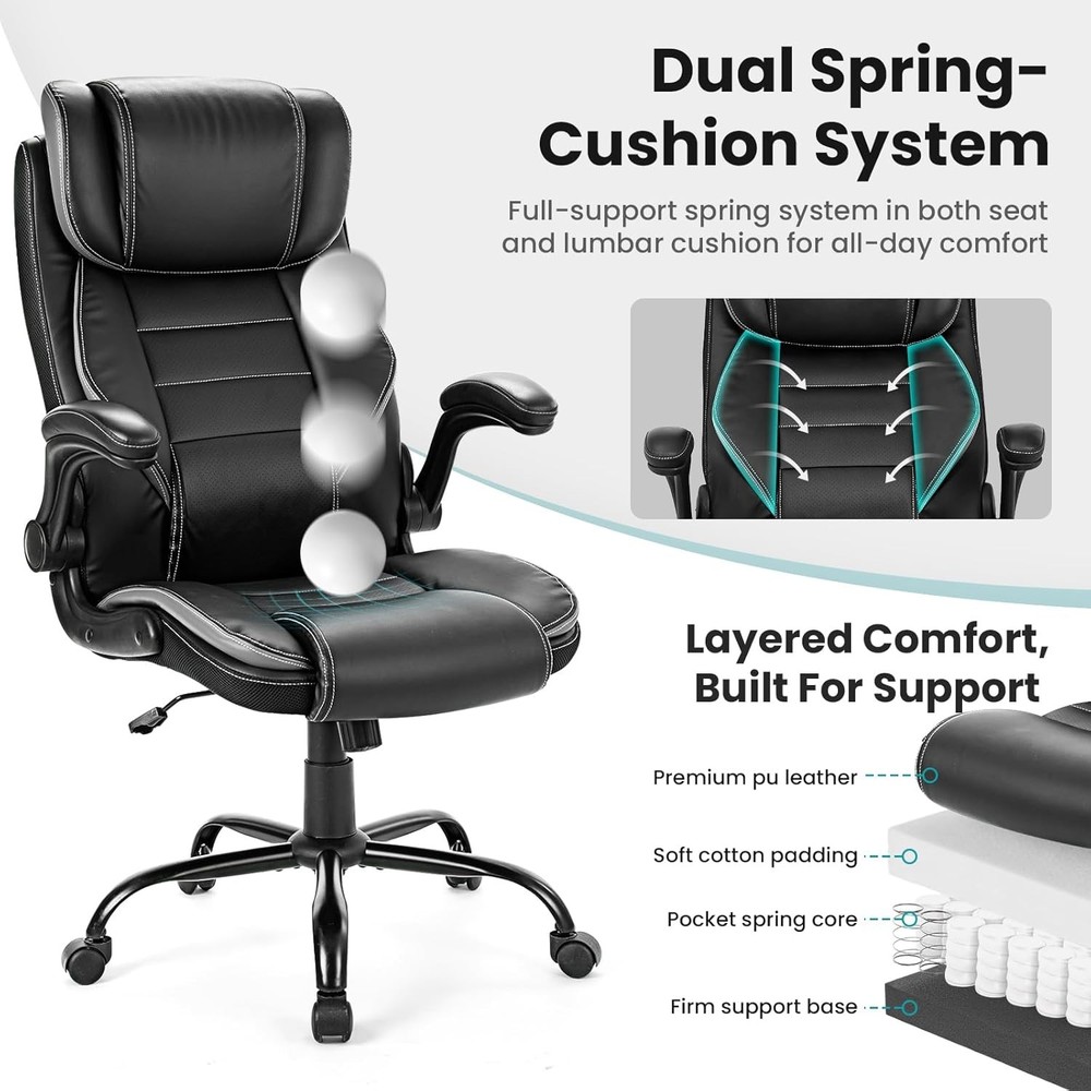 Executive Office Chair 400lbs Ergonomic Computer Desk Chair Adjustable Headrest