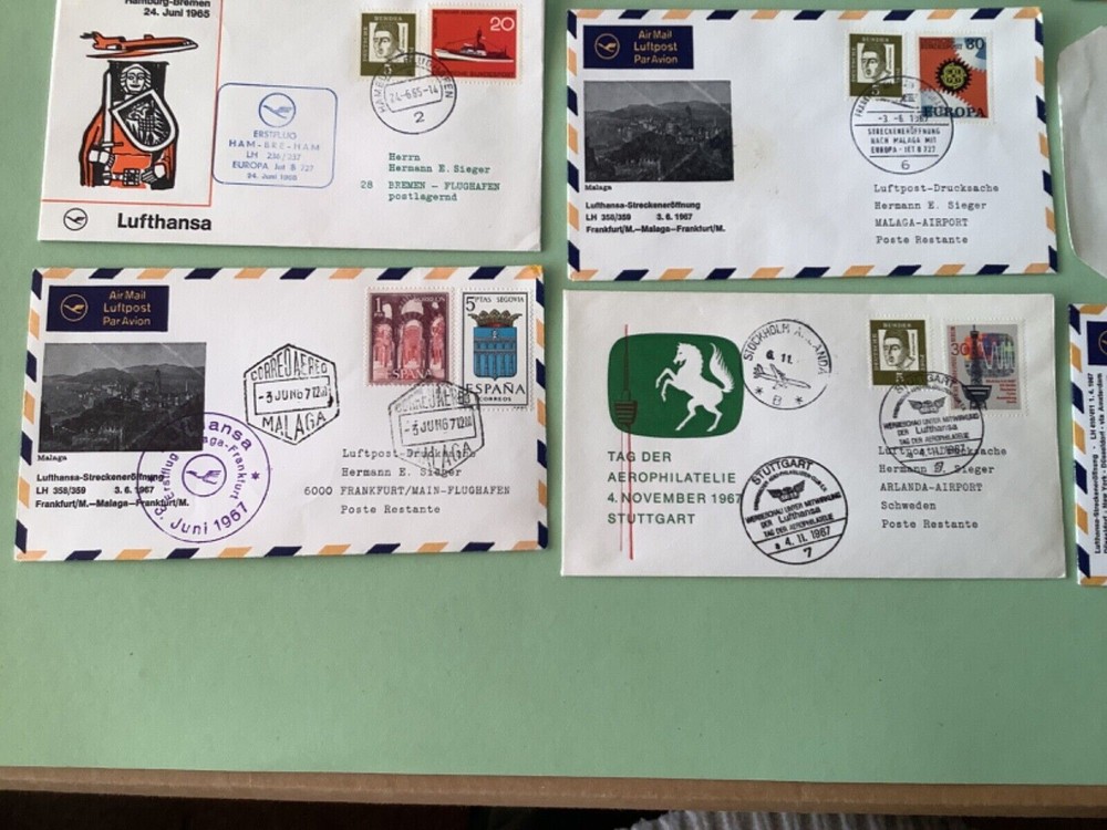 Airmail flight cover mixed world 9 items Ref A1478