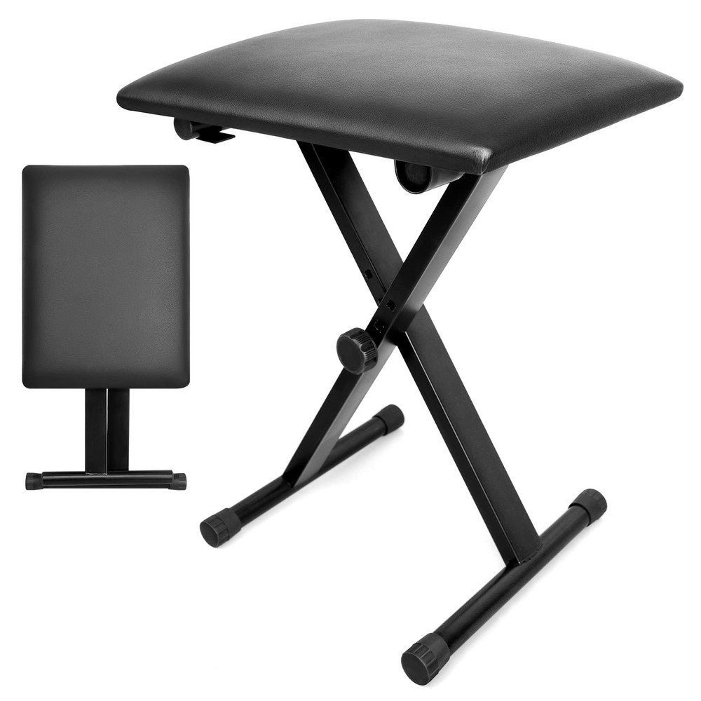 Piano Bench, Keyboard Bench X-Style Padded Adjustable Portable Stool Collapsi...