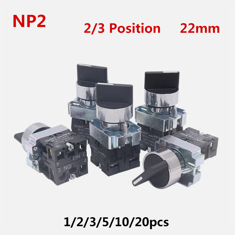 2/3 Position 22mm Latching Rotary Control Switch Panel Mount Changeover Selector