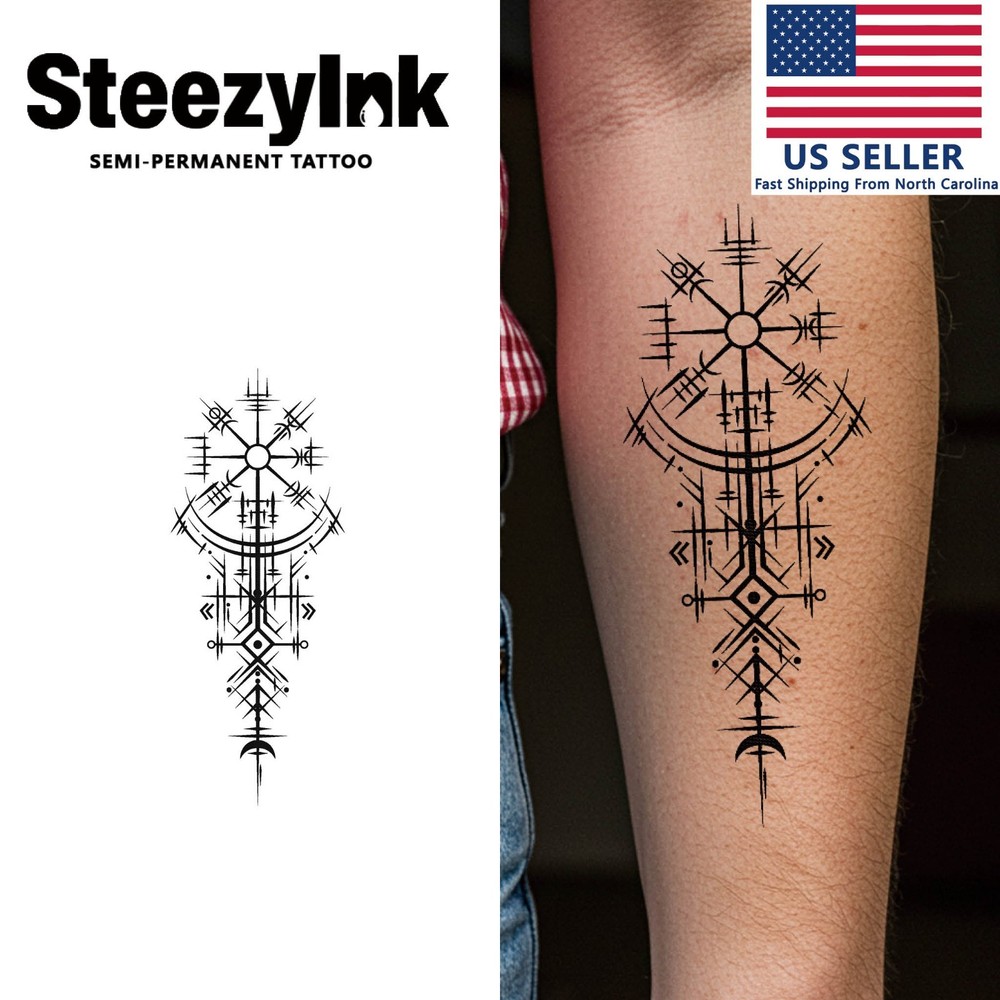 SteezyInk temporary tattoo Sacred Geometry Eclipse last upto 2 weeks 3 x 6 inch