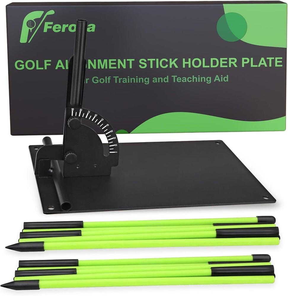 Upgraded Golf Alignment Stick Holder with Anti-Tip Base, Golf Swing Plane
