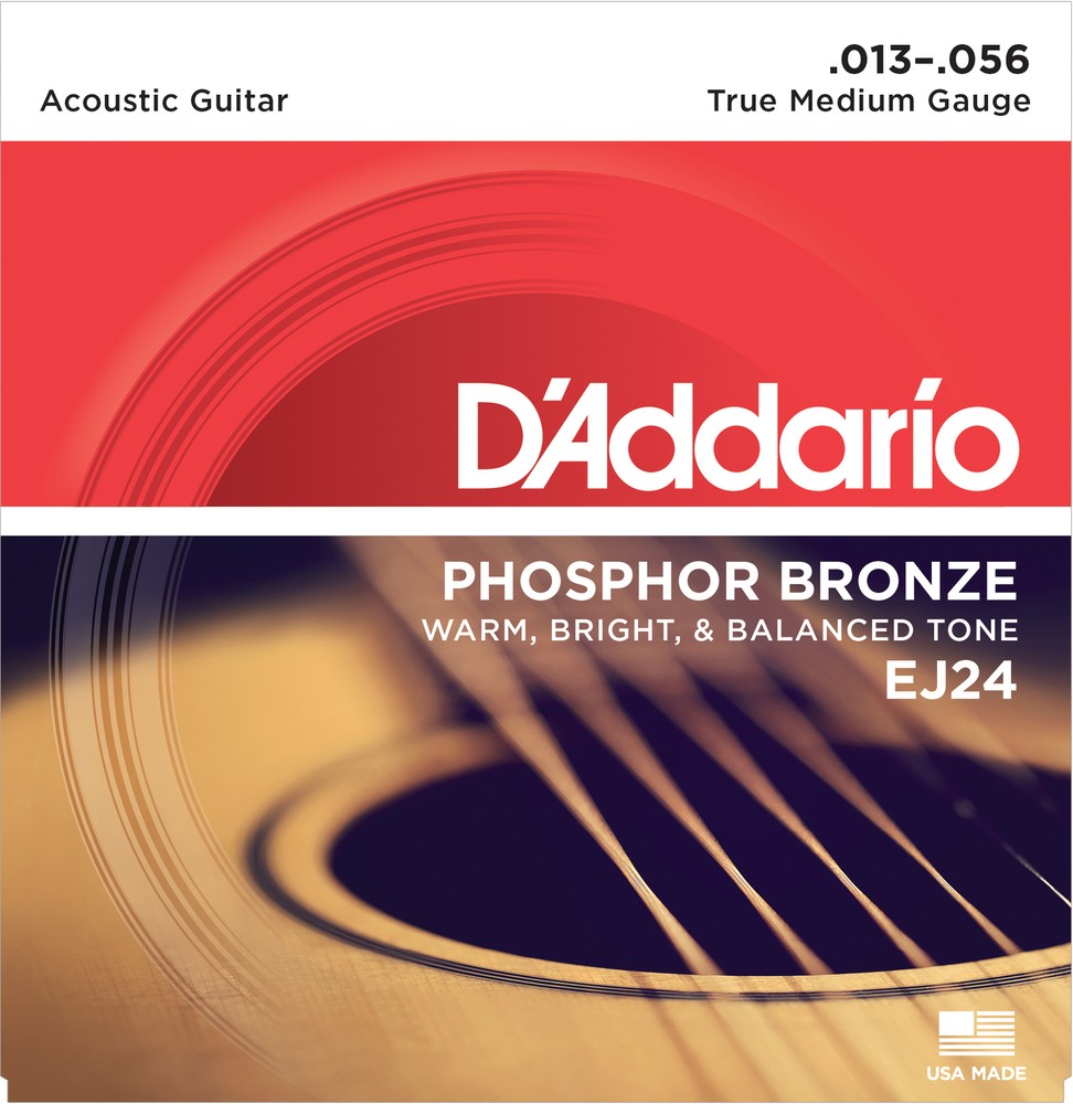 5 Sets D'Addario EJ24 Phosphor Bronze Acoustic Guitar Strings True Medium 13-56