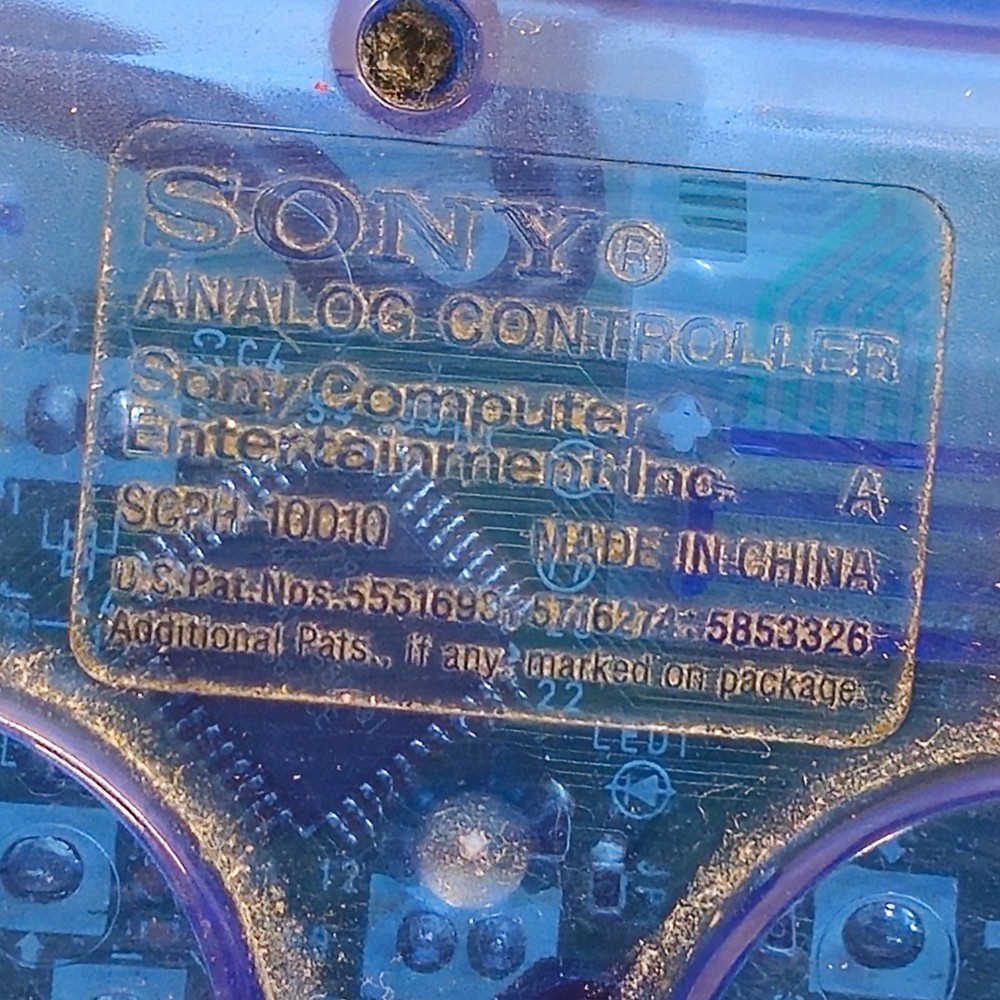 Sony SCPH-10010 Analog Controller Set Transparent Blue Green PS2 OEM Missing Cap