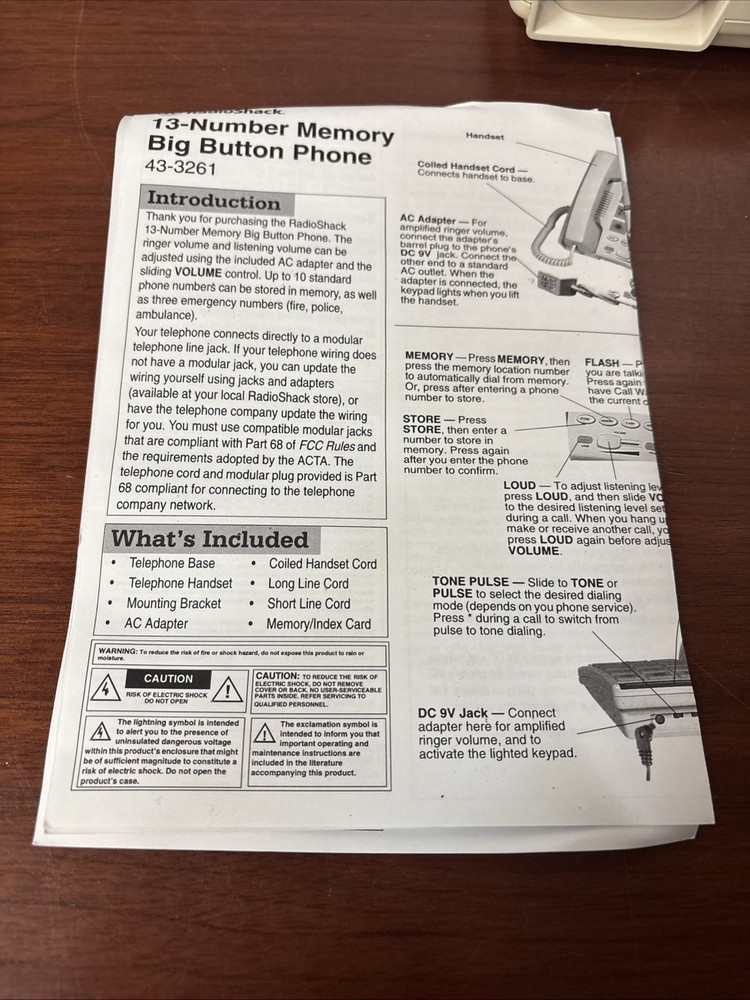 Radio Shack Big-Button Phone ET-3261