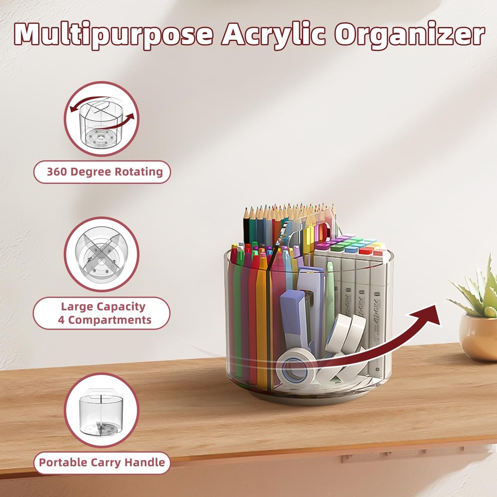 Pencil Holder for Kids, 360 Clear Medium - Single - Clear - With Handle