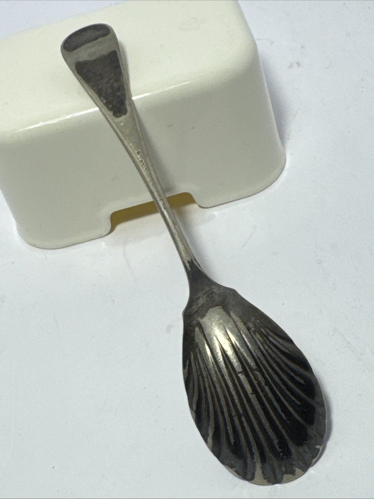Fairpoint Manufacturing Co. Portrait Tea Caddy Spoon shell Design Silver c1880