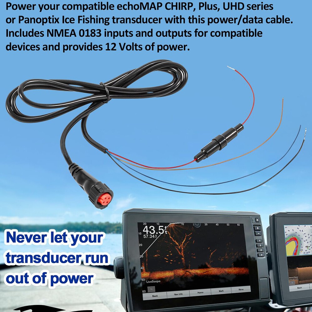 Garmin echoMAP 4-pin Threaded Power Data Cable 010-12445-00