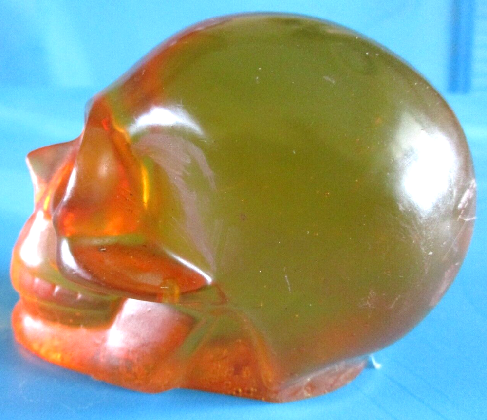 Custom Made Plastic Human Skull Orange Gold Dashboard! Shifter Handle Shift Knob