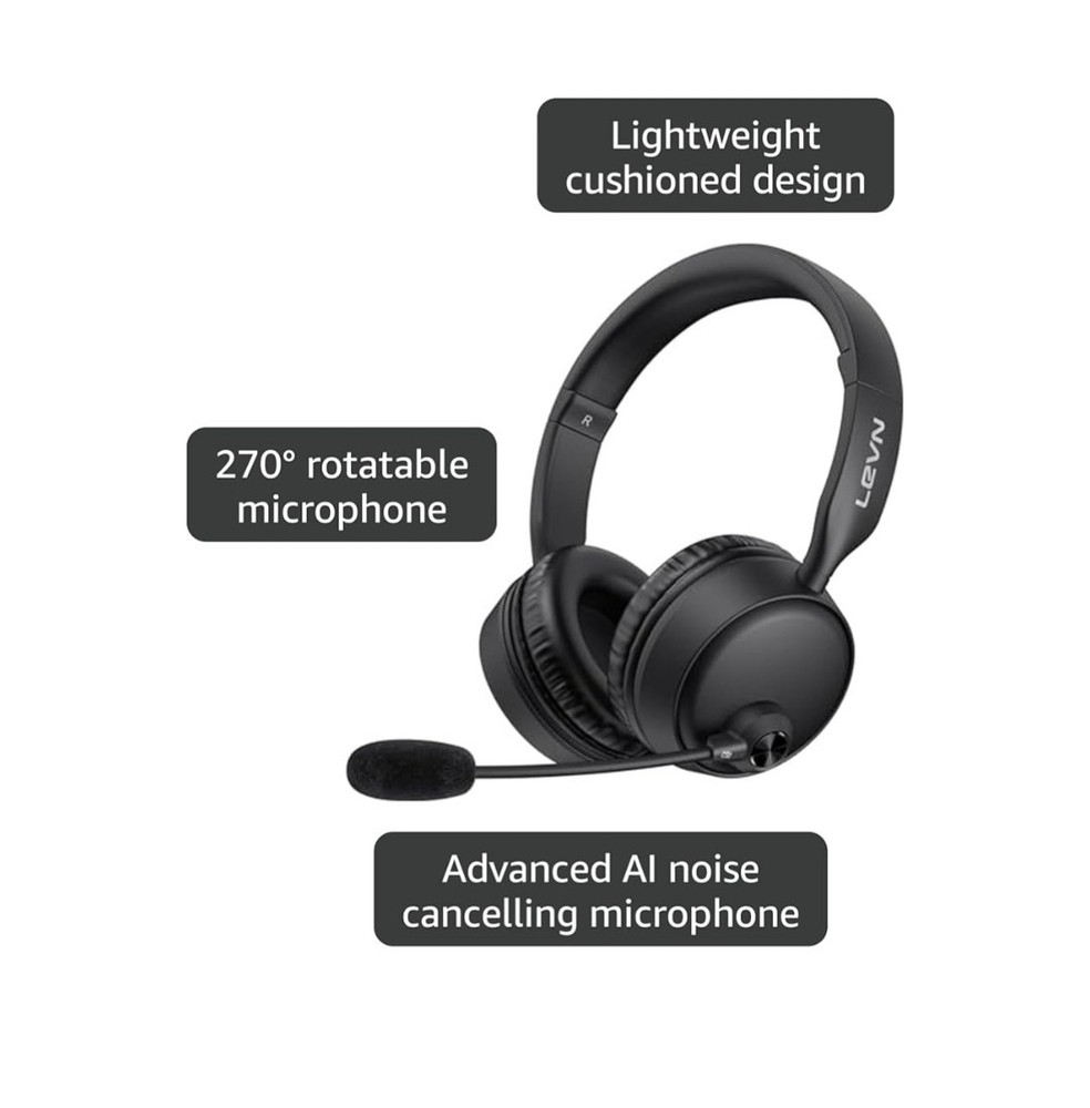 LEVN Bluetooth Headset with Microphone Dual Connection