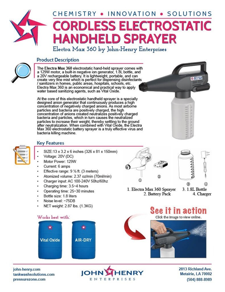(8-Pack) Electrostatic Sprayer - Cordless, Handheld, Mister, battery operated