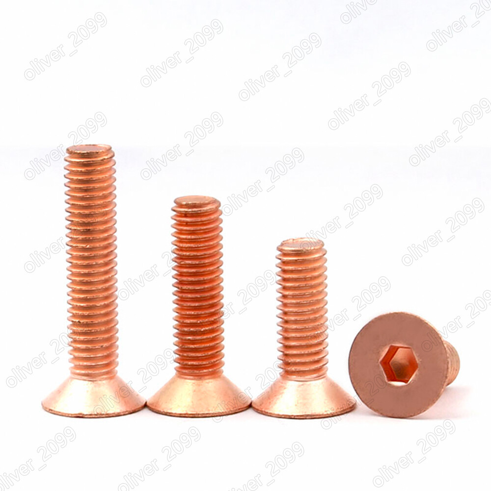 99.9% Pure Copper Hex Socket Bolts Countersunk Flat Head Screw M2/M3/M4/M5/M6/M8