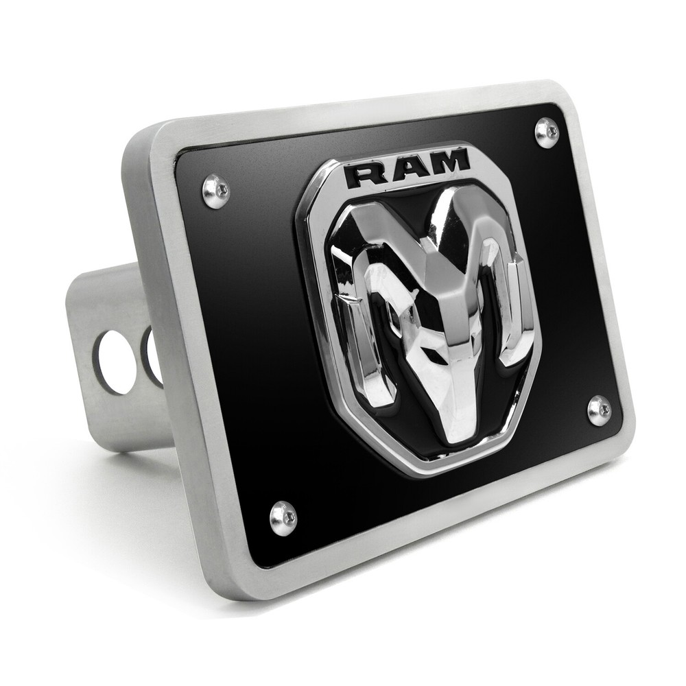 RAM 2019 3D Logo on Black Billet Aluminum 2 inch Tow Hitch Cover